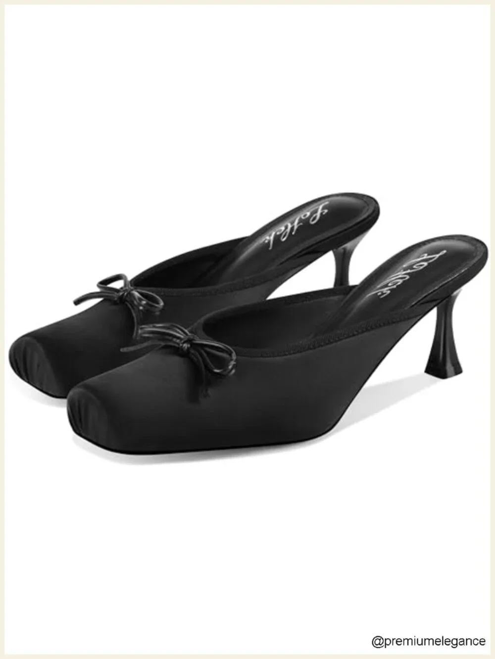 Satin Ballet Mule Kitten Heels Slip On Closed Square Toe Pumps Comfortable